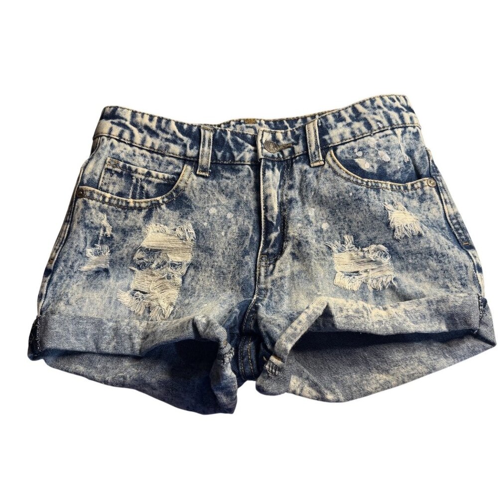 VTG Y2K dElias Girl Size 3 Distressed Denim Shorts Grunge Rock Faded Washed‎ 13"